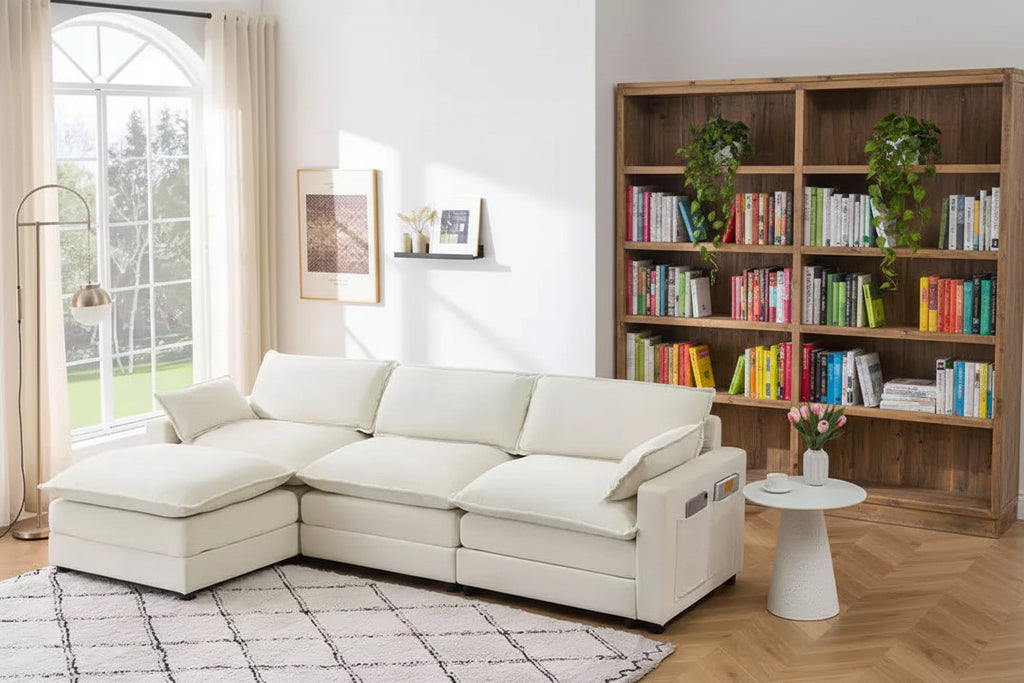 Whizmax Convertible Sectional Couch Velvet L Shaped Sofa 3 Seat Sofa with Chaise L-Shaped Couches Reversible Sectional Sofa