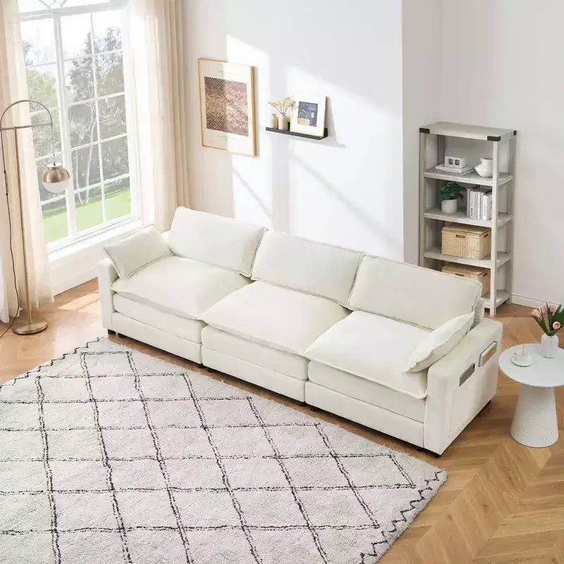 Divano componibile convertibile in velluto a forma di L a 3 posti con chaise longue, divano componibile reversibile a forma di L