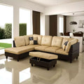 L-Shaped Living Room Sofa, Three-Piece Short Plush Sofa with Double-Layer Spring and Soft Breathable Fabric