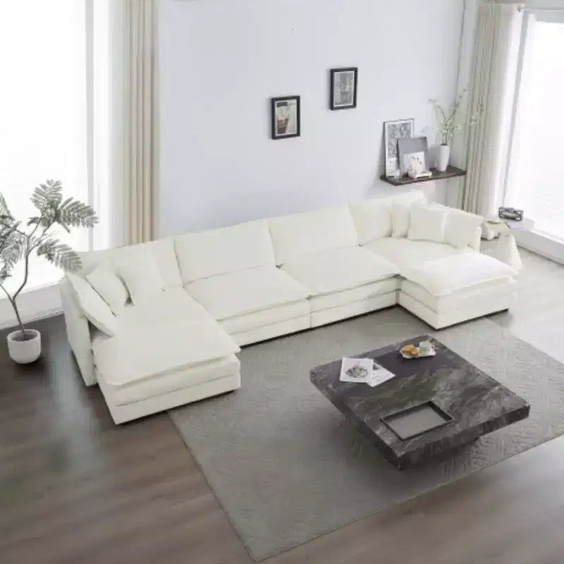 Modular U-Shape Sofa: Reversible Chaise, Double Ottomans, and Supreme Comfort