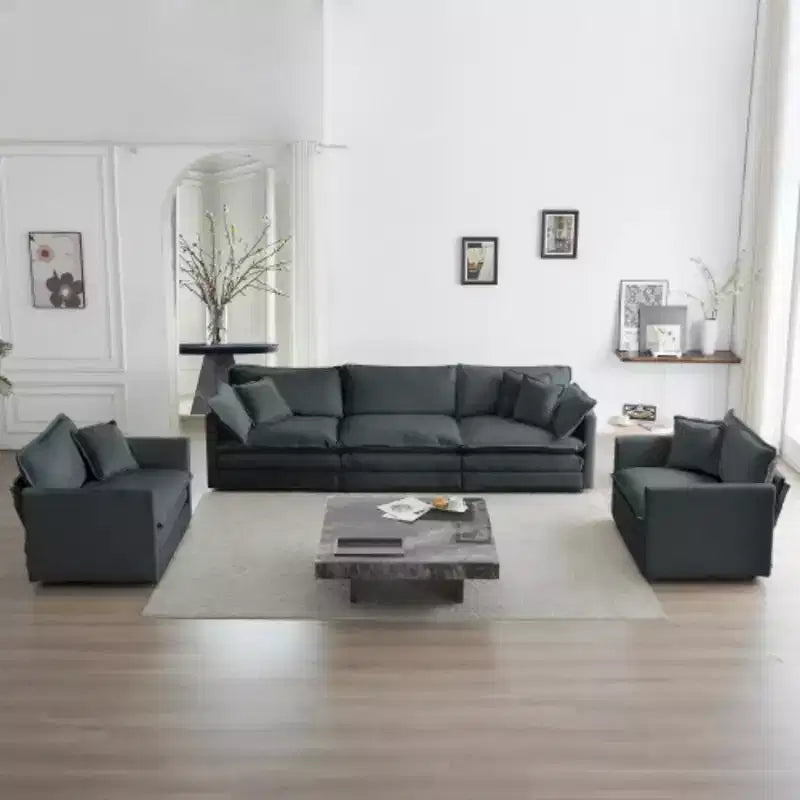 Divano a 3 posti, poltrona, divanetto e divano a tre posti, divano moderno a 3 pezzi con braccioli rotondi, divano da soggiorno 1+1+3 posti