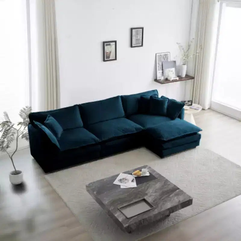 Divano modulare extra-large: a L, pouf reversibile, rivestimento confortevole