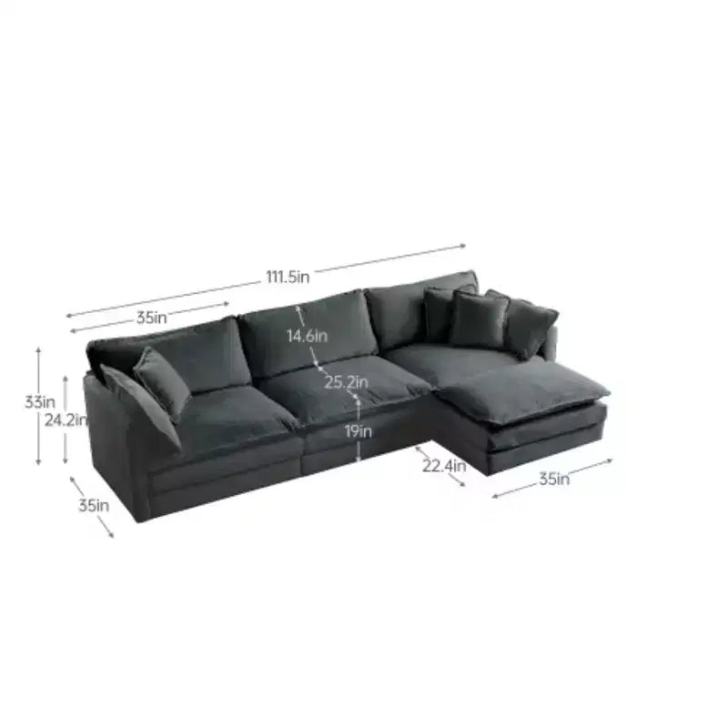 Divano modulare extra-large: a L, pouf reversibile, rivestimento confortevole