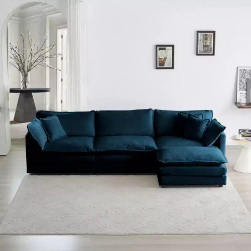 Divano modulare extra-large: a L, pouf reversibile, rivestimento confortevole
