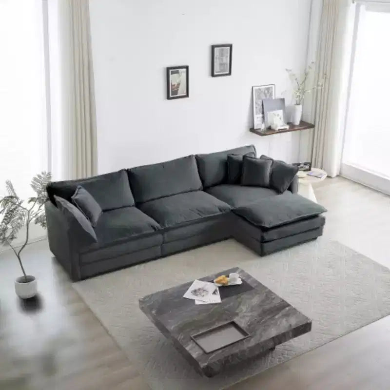 Divano modulare extra-large: a L, pouf reversibile, rivestimento confortevole