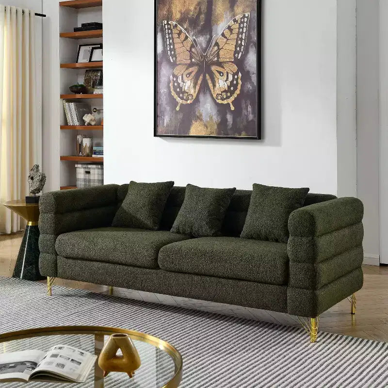 Deep Seating Sectional Sofa - 81 Comfort Sofa w/3 Pillows