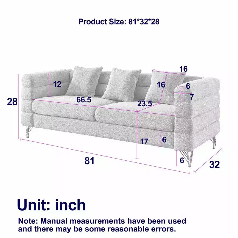 Divano Sezionale Profondo - Divano Comfort da 81" con 3 Cuscini