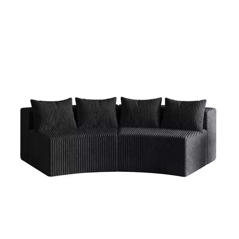Divano componibile semicircolare simmetrico in velluto a coste con 4 cuscini – Design modulare per camera da letto, soggiorno, ufficio