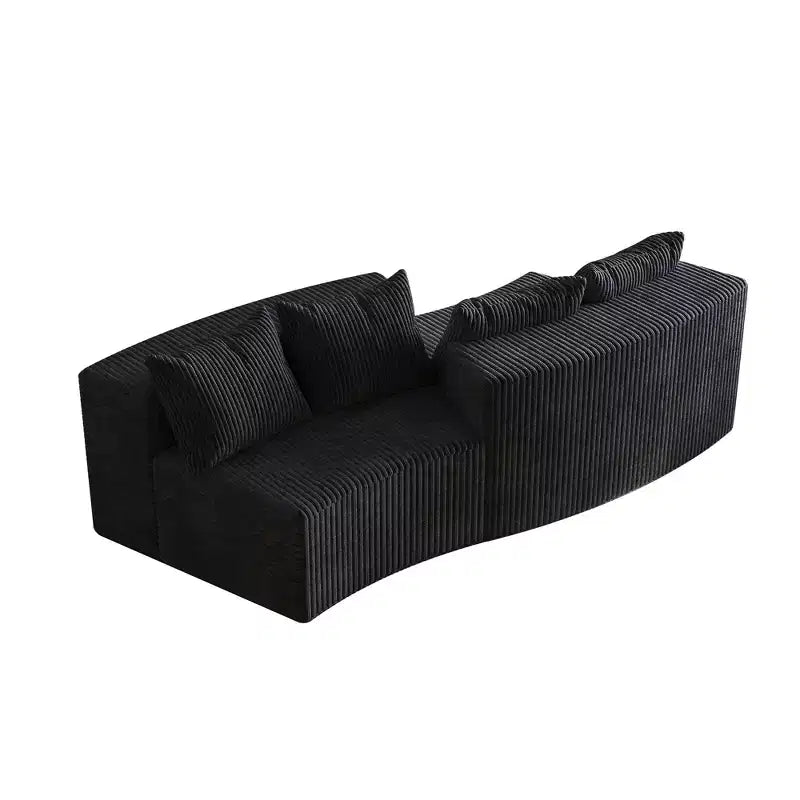 Divano componibile semicircolare simmetrico in velluto a coste con 4 cuscini – Design modulare per camera da letto, soggiorno, ufficio