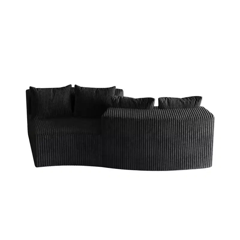 Divano componibile semicircolare simmetrico in velluto a coste con 4 cuscini – Design modulare per camera da letto, soggiorno, ufficio