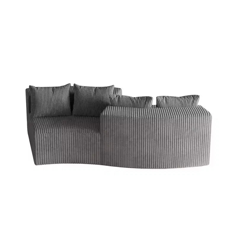 Divano componibile semicircolare simmetrico in velluto a coste con 4 cuscini – Design modulare per camera da letto, soggiorno, ufficio