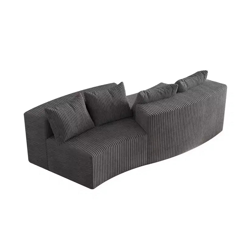 Divano componibile semicircolare simmetrico in velluto a coste con 4 cuscini – Design modulare per camera da letto, soggiorno, ufficio