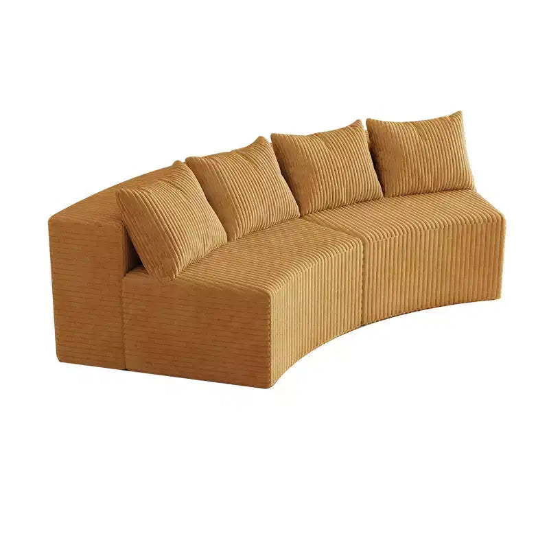 Divano componibile semicircolare simmetrico in velluto a coste con 4 cuscini – Design modulare per camera da letto, soggiorno, ufficio