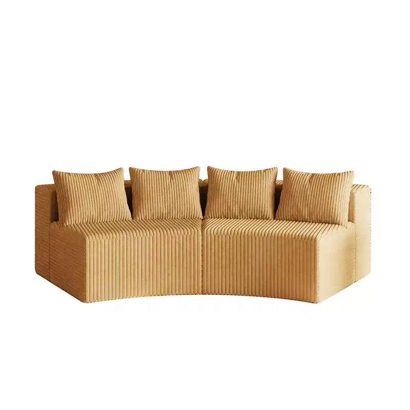 Divano componibile semicircolare simmetrico in velluto a coste con 4 cuscini – Design modulare per camera da letto, soggiorno, ufficio