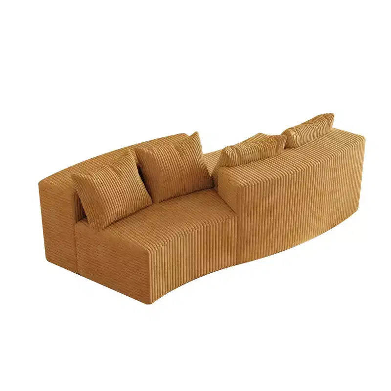 Divano componibile semicircolare simmetrico in velluto a coste con 4 cuscini – Design modulare per camera da letto, soggiorno, ufficio