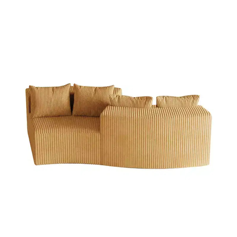 Divano componibile semicircolare simmetrico in velluto a coste con 4 cuscini – Design modulare per camera da letto, soggiorno, ufficio