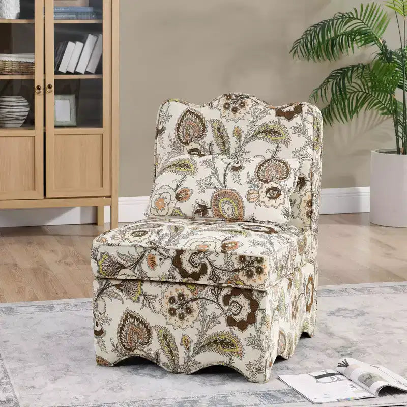 Sedia da Pranzo Singola in Flanella con Morbida Seduta Imbottita e Schienale, Senza Braccioli, Cuscino Abbinato Utilizzabile Come Supporto Lombare