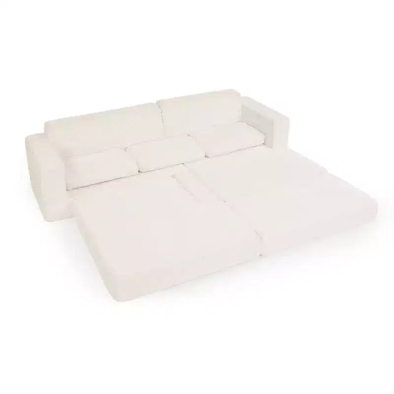 Seduta sinistra divano, Divano componibile a L, Divano componibile compresso in stile moderno minimalista in velluto a coste, Si trasforma in letto, Camera da letto