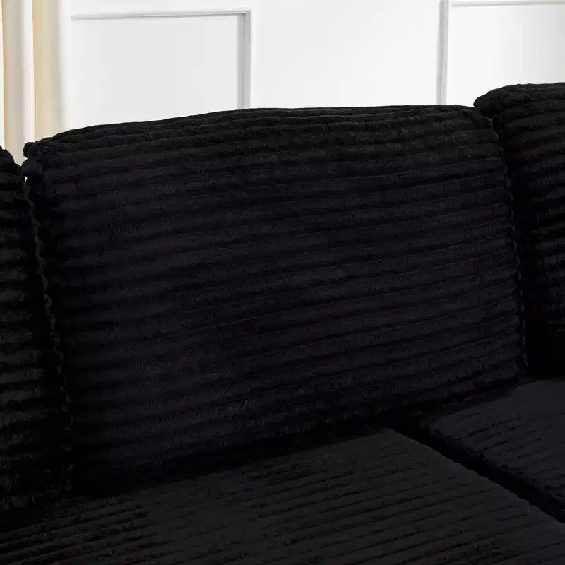 Seduta sinistra divano, Divano componibile a L, Divano componibile compresso in stile moderno minimalista in velluto a coste, Si trasforma in letto, Camera da letto