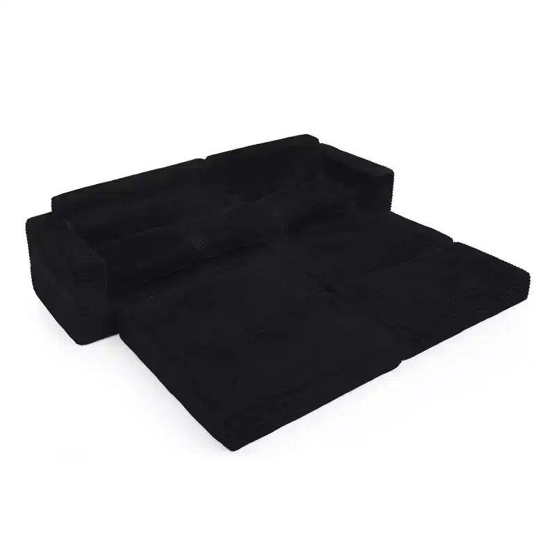 Seduta sinistra divano, Divano componibile a L, Divano componibile compresso in stile moderno minimalista in velluto a coste, Si trasforma in letto, Camera da letto