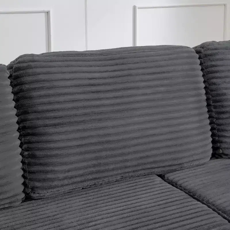 Seduta sinistra divano, Divano componibile a L, Divano componibile compresso in stile moderno minimalista in velluto a coste, Si trasforma in letto, Camera da letto