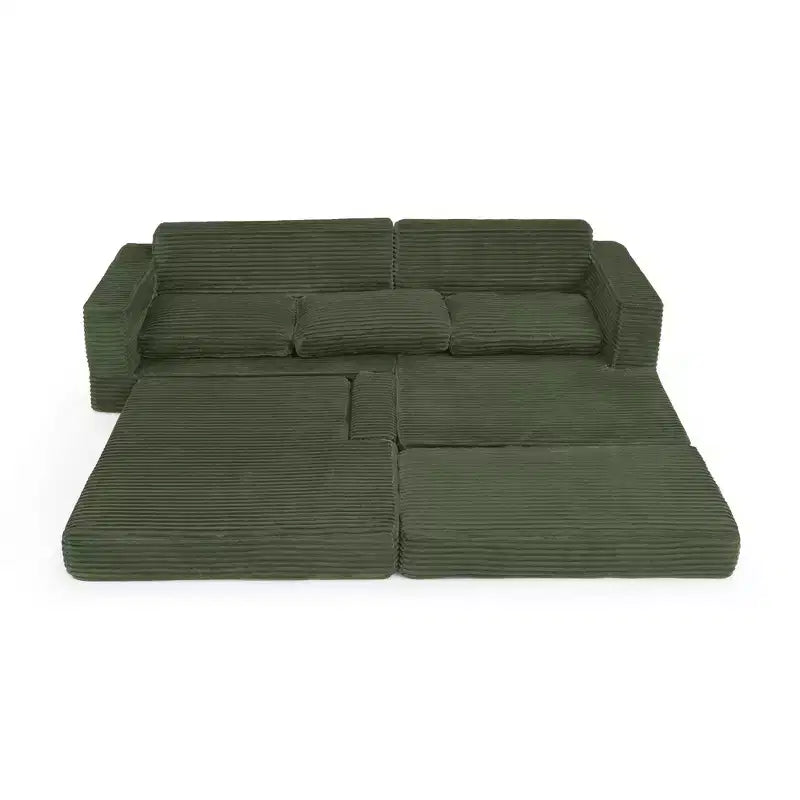 Seduta sinistra divano, Divano componibile a L, Divano componibile compresso in stile moderno minimalista in velluto a coste, Si trasforma in letto, Camera da letto