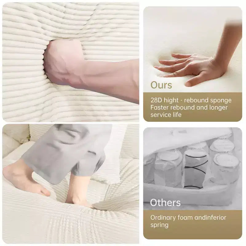 Divano componibile modulare Oversized Cloud da 138 cm, braccioli extra spessi, cuscini a buona resilienza, design ergonomico, tessuto a coste premium morbido