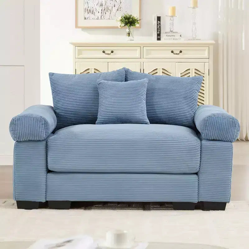 Divano componibile modulare Oversized Cloud da 138 cm, braccioli extra spessi, cuscini a buona resilienza, design ergonomico, tessuto a coste premium morbido