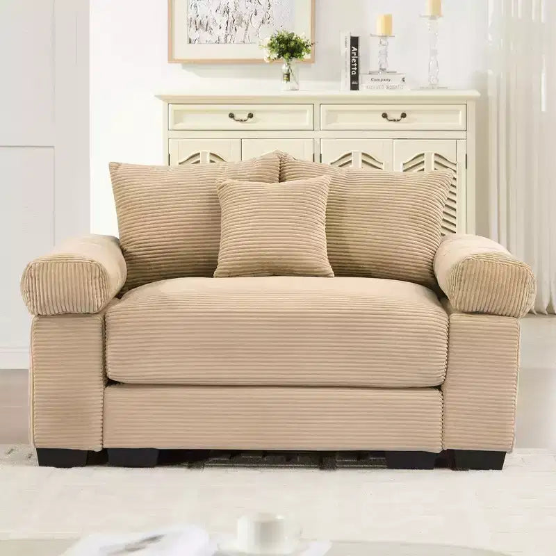 Divano componibile modulare Oversized Cloud da 138 cm, braccioli extra spessi, cuscini a buona resilienza, design ergonomico, tessuto a coste premium morbido