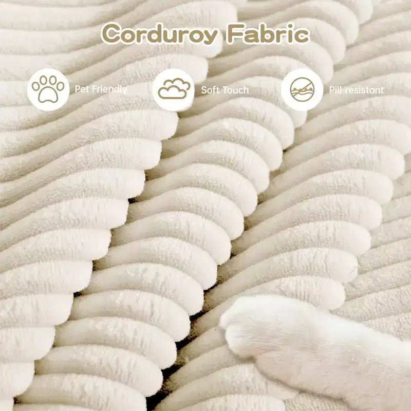 Divano componibile modulare Oversized Cloud da 138 cm, braccioli extra spessi, cuscini a buona resilienza, design ergonomico, tessuto a coste premium morbido