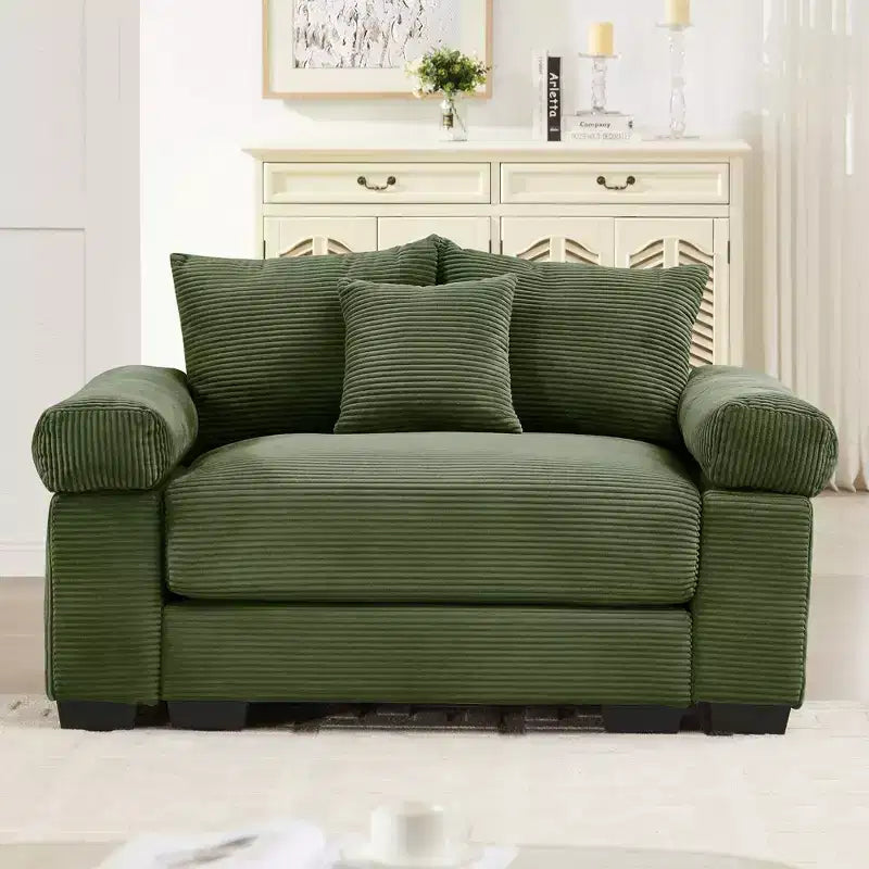 Divano componibile modulare Oversized Cloud da 138 cm, braccioli extra spessi, cuscini a buona resilienza, design ergonomico, tessuto a coste premium morbido