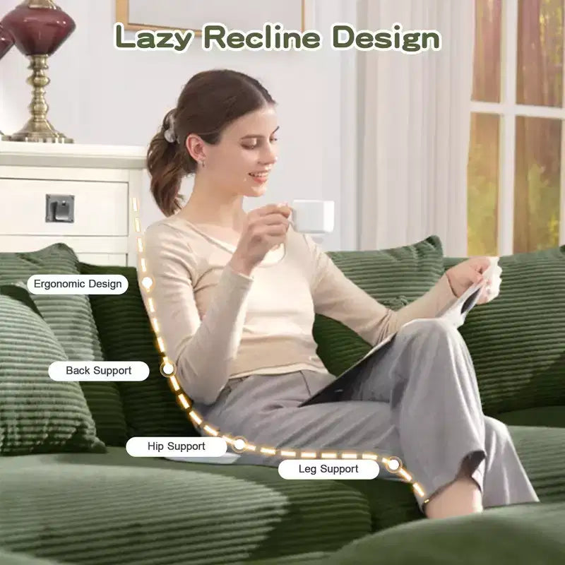 Divano componibile modulare Oversized Cloud da 138 cm, braccioli extra spessi, cuscini a buona resilienza, design ergonomico, tessuto a coste premium morbido