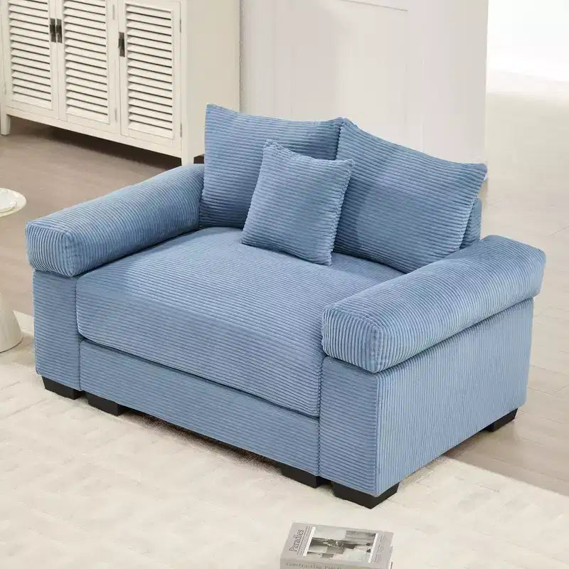 Divano componibile modulare Oversized Cloud da 138 cm, braccioli extra spessi, cuscini a buona resilienza, design ergonomico, tessuto a coste premium morbido