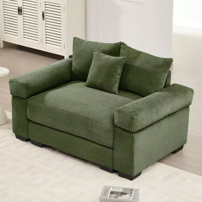 Divano componibile modulare Oversized Cloud da 138 cm, braccioli extra spessi, cuscini a buona resilienza, design ergonomico, tessuto a coste premium morbido