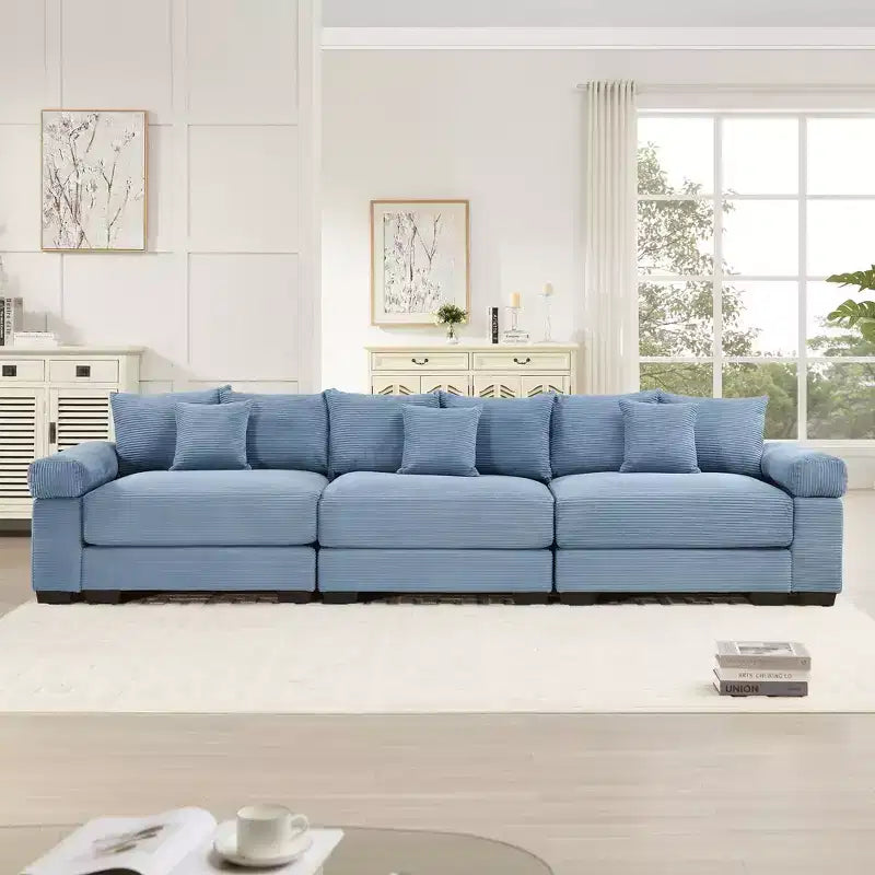 Divano modulare Oversized Cloud 130, velluto a coste premium a 3 posti. Braccioli extra spessi, cuscino a buona resilienza