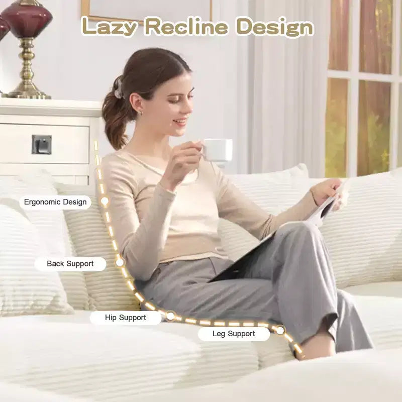 Divano modulare Oversized Cloud 130, velluto a coste premium a 3 posti. Braccioli extra spessi, cuscino a buona resilienza