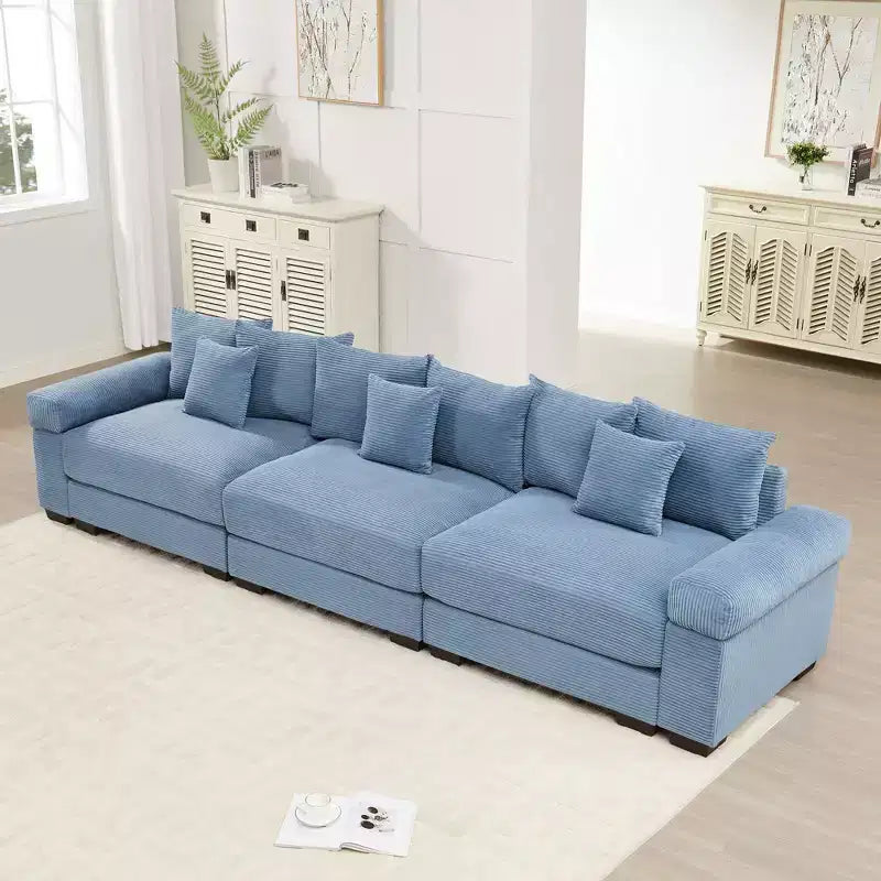 Divano modulare Oversized Cloud 130, velluto a coste premium a 3 posti. Braccioli extra spessi, cuscino a buona resilienza