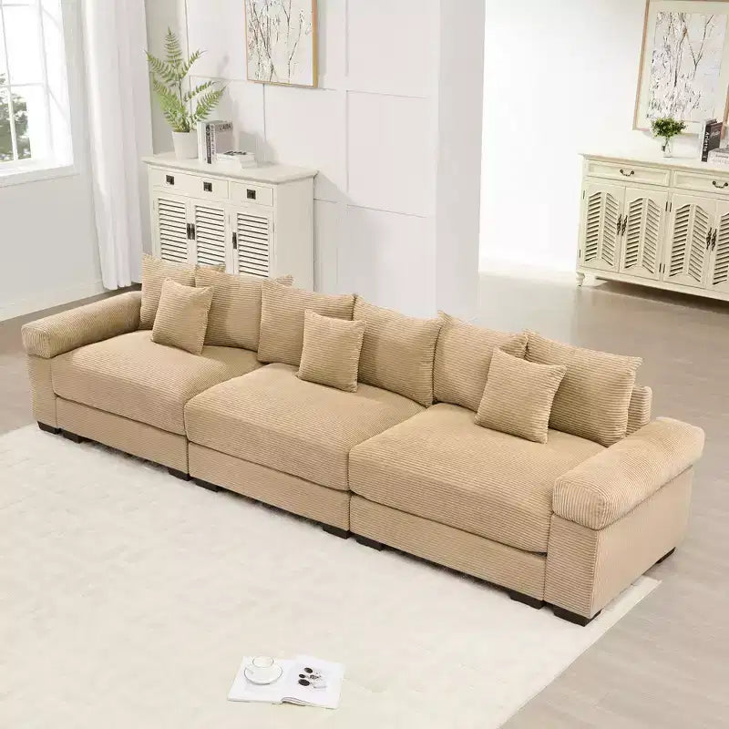 Divano modulare Oversized Cloud 130, velluto a coste premium a 3 posti. Braccioli extra spessi, cuscino a buona resilienza