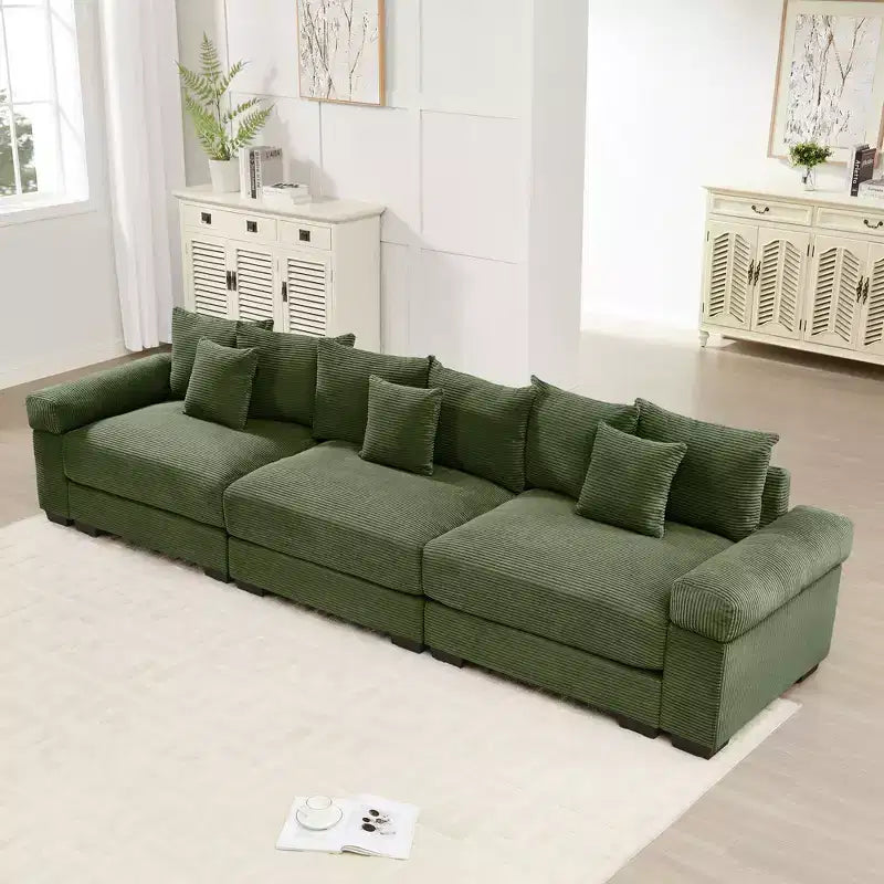 Divano modulare Oversized Cloud 130, velluto a coste premium a 3 posti. Braccioli extra spessi, cuscino a buona resilienza