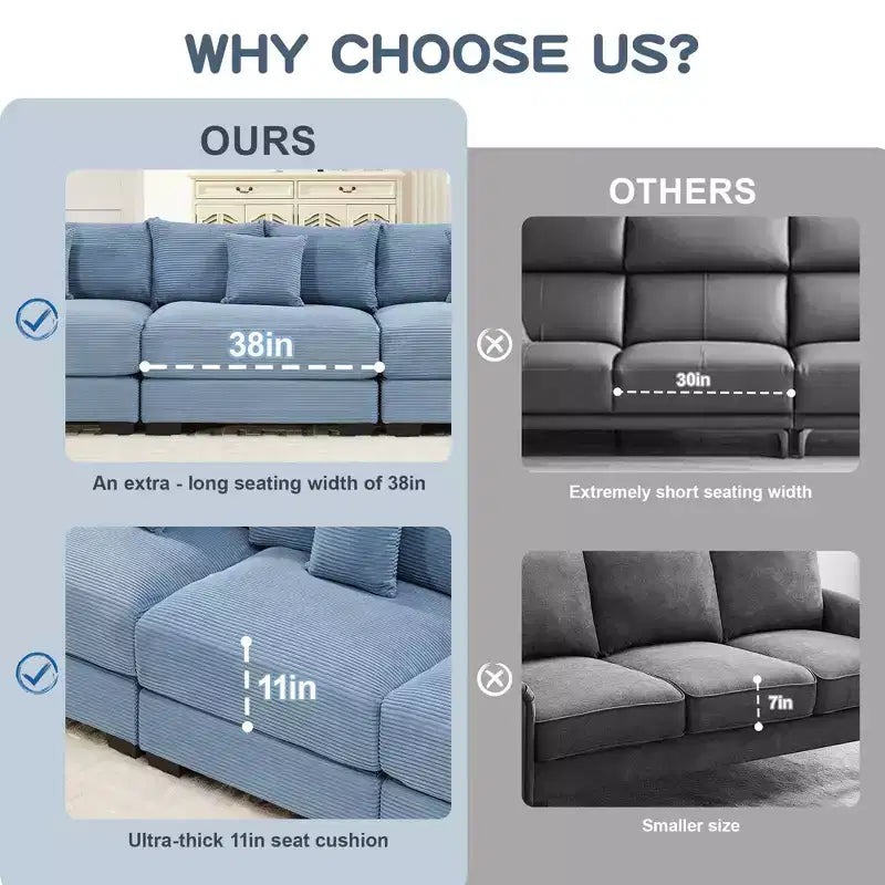 Divano Sezionale Modulare Cloud Oversize, Divani Sezionali Convertibili, Braccioli Extra-Larghi Con Chaise