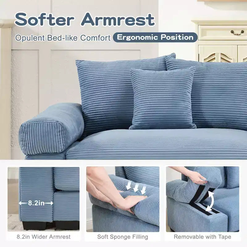 Divano Sezionale Modulare Cloud Oversize, Divani Sezionali Convertibili, Braccioli Extra-Larghi Con Chaise