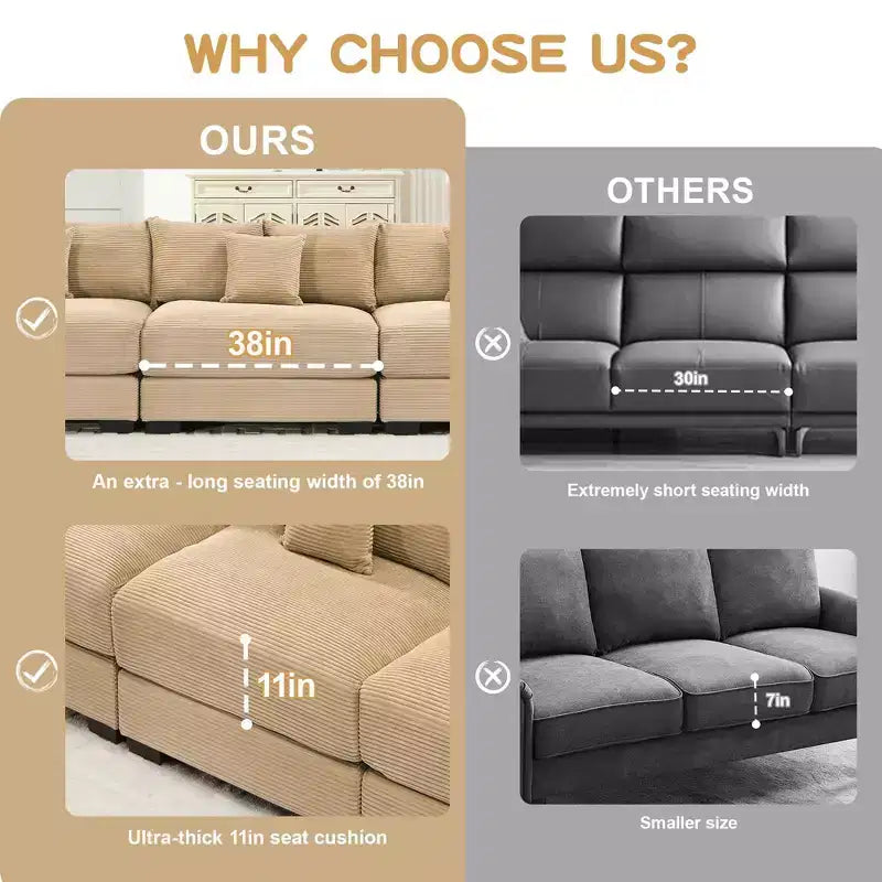 Divano Sezionale Modulare Cloud Oversize, Divani Sezionali Convertibili, Braccioli Extra-Larghi Con Chaise