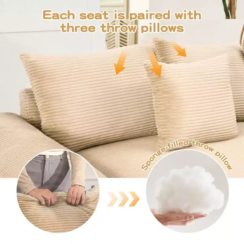 Divano Sezionale Modulare Cloud Oversize, Divani Sezionali Convertibili, Braccioli Extra-Larghi Con Chaise