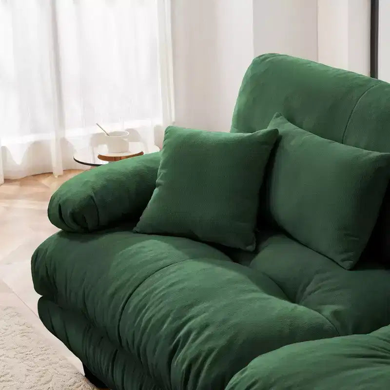 Divano Oversized a L Cloud per Soggiorno Divano con Seduta Profonda e Pouf Convertibile in ciniglia, color Caffè Chiaro