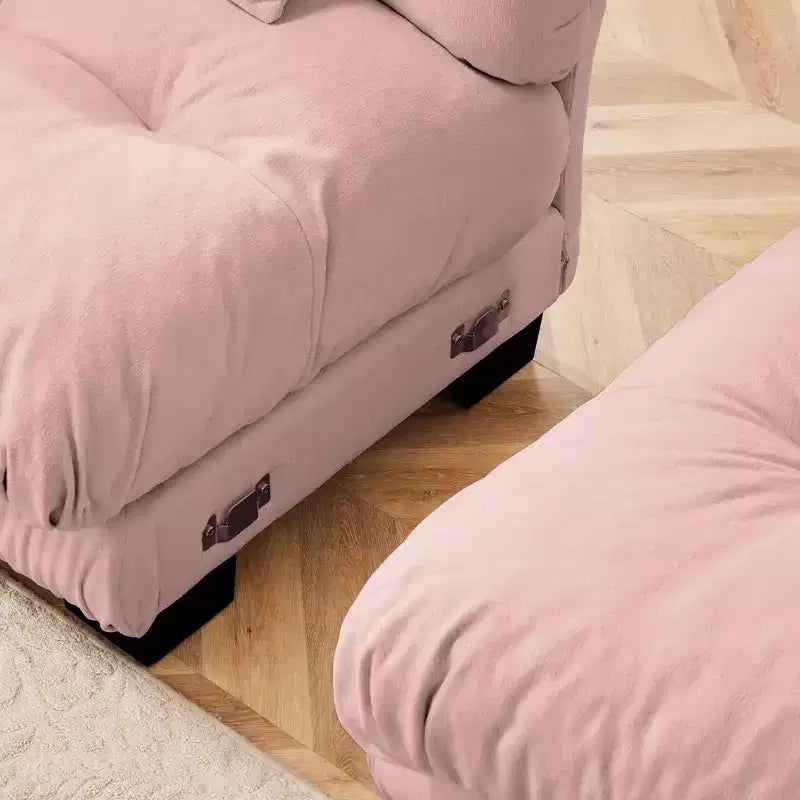 Divano Oversized a L Cloud per Soggiorno Divano con Seduta Profonda e Pouf Convertibile in ciniglia, color Caffè Chiaro