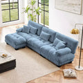Divano Oversized a L Cloud per Soggiorno Divano con Seduta Profonda e Pouf Convertibile in ciniglia, color Caffè Chiaro