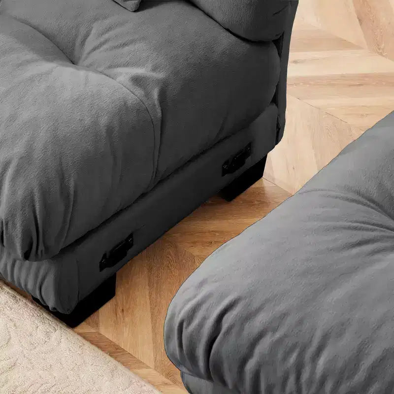 Divano modulare a 4 posti con seduta profonda in ciniglia, comodo divano imbottito per soggiorno, ciniglia, caffè chiaro