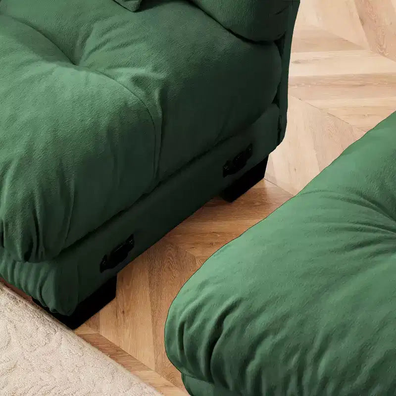 Divano modulare a 4 posti con seduta profonda in ciniglia, comodo divano imbottito per soggiorno, ciniglia, caffè chiaro