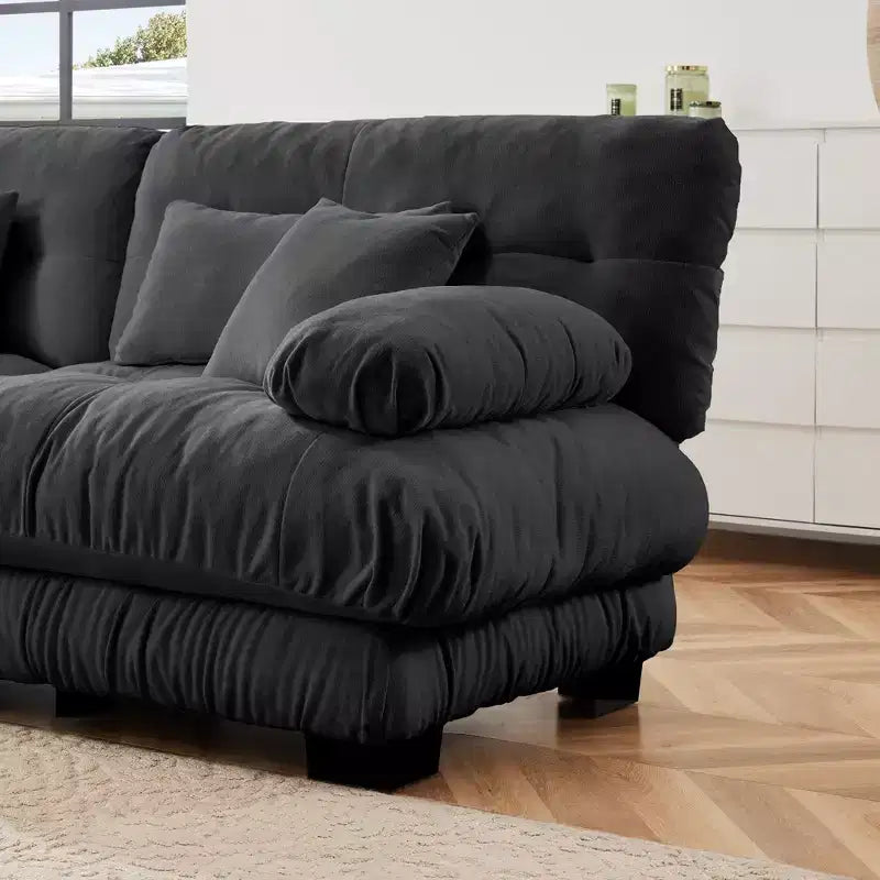 Divano componibile a 3 posti con seduta profonda, divano in ciniglia, divano morbido e confortevole con rivestimento in ciniglia color caffè chiaro