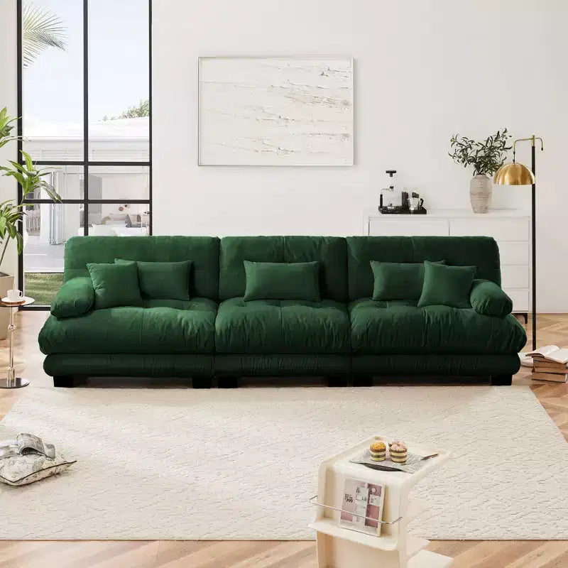 Divano componibile a 3 posti con seduta profonda, divano in ciniglia, divano morbido e confortevole con rivestimento in ciniglia color caffè chiaro